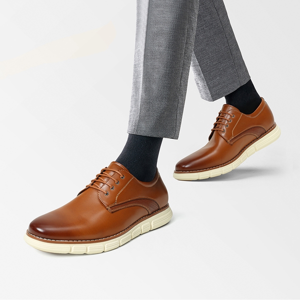 [CrossFlex NeatPolish] Men's Wide Width Non-Slip Dress Sneakers - BROWN - 6